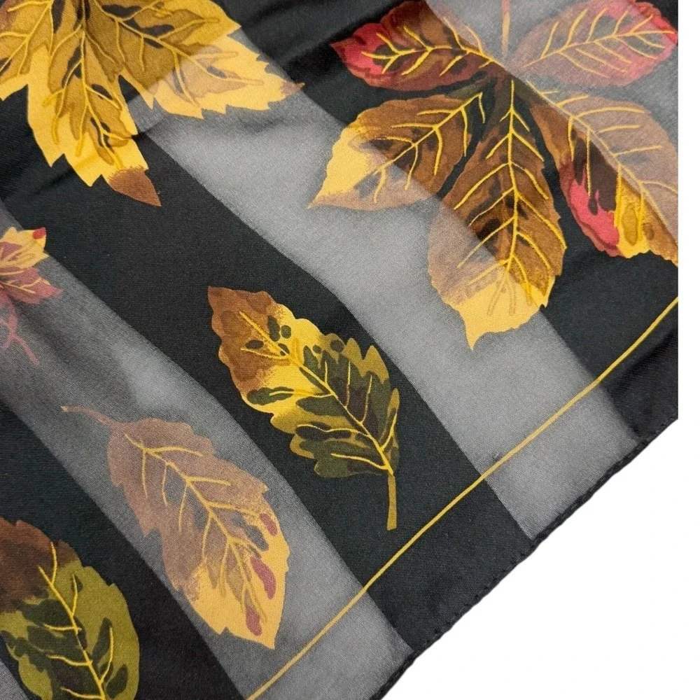 Womens Black Fall Leaves Scarf Wrap Polyester‎ Lightweight